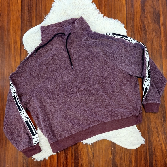 PINK Victoria's Secret Tops - PINK Funnel Neck Maroon Pull Over Hoodie